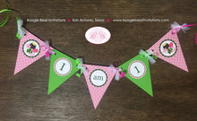 Load image into Gallery viewer, Lucky Charm Pennant I am 1 Banner Birthday Party Highchair Pink Green Shamrock St. Patricks Day 1st 2nd Boogie Bear Invitations Eileen Theme