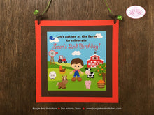 Load image into Gallery viewer, Farm Animals Birthday Door Banner Boy Red Barn Tractor Country Bird Petting Zoo Horse Cow Pig Lamb Sheep Boogie Bear Invitations Sean Theme