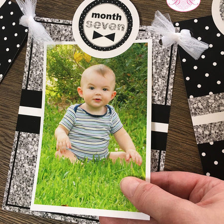 Mr. Wonderful Photo Timeline Banner 1st Onederful Birthday Bow Tie Mustache First Silver White Black ONE Boogie Bear Invitations Otis Theme