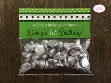 Load image into Gallery viewer, Green Shamrock Birthday Party Treat Bag Toppers Folded Favor Label Girl Boy Green St Patrick&#39;s Day 1st Boogie Bear Invitations Darcy Theme