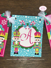 Load image into Gallery viewer, Nutcracker Birthday Name Banner Winter Christmas Pink Green Blue Girl 1st 2nd 3rd 4th 5th 6th 7th 8th Boogie Bear Invitations Clara Theme
