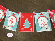 Load image into Gallery viewer, Woodland Winter Fox Baby Shower Banner Welcome Christmas Holiday Snow White Red Birthday Party 1st 2nd Boogie Bear Invitations Aspen Theme