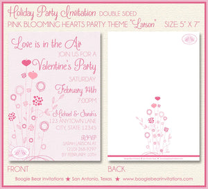 Pink Hearts Valentine's Party Invitation Day Blooming Garden Love Flower Boogie Bear Invitations Larson Theme Paperless Printable Printed