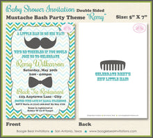 Load image into Gallery viewer, Mustache Bash Baby Shower Invitation Bow Tie Party Little Man Green Blue Boy Boogie Bear Invitations Remy Theme Paperless Printable Printed