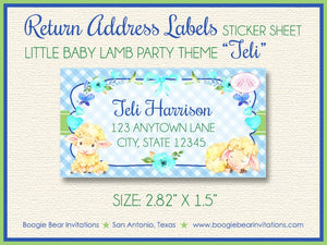 Little Lamb Baby Shower Invitation Farm Animals Sheep Blue Flower Garden Boy Boogie Bear Invitations Teli Theme Paperless Printable Printed