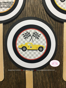Race Car Party Cupcake Toppers Birthday Red Black Blue Green Retro Coupe Fastback Classic Antique Drag Boogie Bear Invitations Gordon Theme