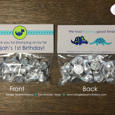 Dinosaur Birthday Party Treat Bag Toppers Folded Favor Green Blue Lime Girl Boy Little Prehistoric Dino Boogie Bear Invitations Elijah Theme
