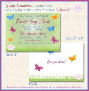 Butterfly Garden Party Invitation Easter Egg Hunt Pink Blue Yellow Green Boogie Bear Invitations Aranda Theme Paperless Printable Printed