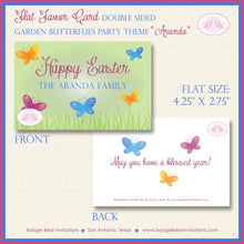 Load image into Gallery viewer, Butterfly Garden Party Favor Card Tent Place Food Tag Boy Girl Birthday Easter Pink Green Blue Yellow Boogie Bear Invitations Aranda Theme