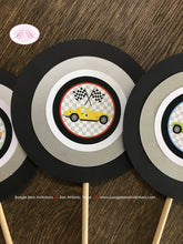 Load image into Gallery viewer, Race Car Birthday Party Centerpiece Sticks Red Blue Green Retro Coupe Fastback Racing Classic Antique Street Bear Invitations Gordon Theme