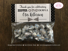 Load image into Gallery viewer, Mr. Wonderful Birthday Party Treat Bag Toppers Folded Onederful Little Man Black Silver Grey White 1st Boogie Bear Invitations Otis Theme