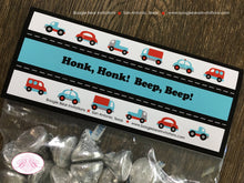 Load image into Gallery viewer, Cars Trucks Birthday Party Treat Bag Toppers Folded Favor Girl Boy Red Blue Black Road Trip Honk Beep Taxi Boogie Bear Invitations Sam Theme