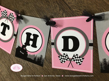 Load image into Gallery viewer, Pink ATV Happy Birthday Party Banner Racing Black Grey Silver Girl 1st 2nd 3rd 4th 5th 6th 7th 8th 9th Boogie Bear Invitations Adeline Theme