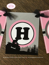 Load image into Gallery viewer, Pink ATV Happy Birthday Party Banner Racing Black Grey Silver Girl 1st 2nd 3rd 4th 5th 6th 7th 8th 9th Boogie Bear Invitations Adeline Theme