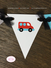 Load image into Gallery viewer, Cars &amp; Truck Birthday Party Banner Pennant Garland Small Red Blue Black White Traffic Road 1st 2nd 3rd 4th Boogie Bear Invitations Sam Theme