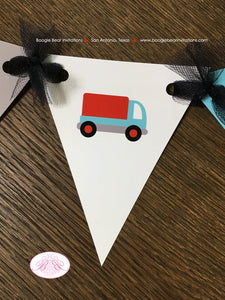 Cars & Truck Birthday Party Banner Pennant Garland Small Red Blue Black White Traffic Road 1st 2nd 3rd 4th Boogie Bear Invitations Sam Theme