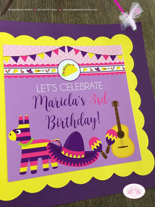 Fiesta Taco Birthday Party Door Banner Girl Pink Yellow Purple Cinco De Mayo Parade Pinata Maracas Boogie Bear Invitations Mariela Theme