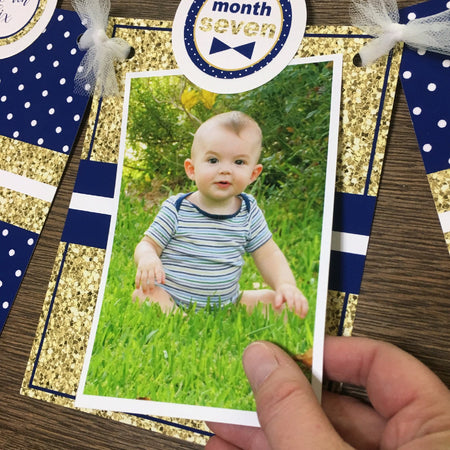 Mr. Wonderful Photo Timeline Banner 1st Onederful Birthday Bow Tie Mustache First Gold White Navy Blue Boogie Bear Invitations Auden Theme