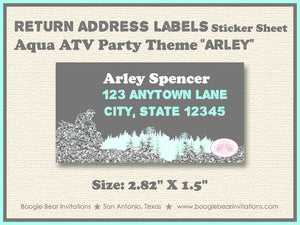 Aqua ATV Baby Shower Party Invitation Glitter Girl All Terrain Vehicle Quad 4 Wheeler Race Track Boogie Bear Invitations Arley Theme Printed