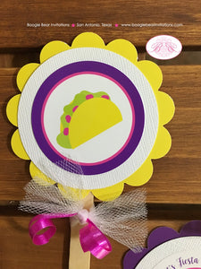 Fiesta Taco Party Cupcake Toppers Birthday Pink Yellow Purple Cinco De Mayo Pinata Carnival Sombrero Boogie Bear Invitations Mariela Theme