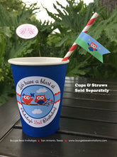 Load image into Gallery viewer, 4th of July Party Pennant Straws Birthday Paper Beverage Drink Owls Boy Girl Red White Blue Flag USA Boogie Bear Invitations Blakeley Theme
