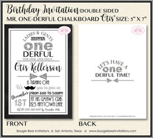 Load image into Gallery viewer, Mr. Wonderful Birthday Party Invitation Bow Tie Little Man Black Silver 1st Boogie Bear Invitations Otis Theme Paperless Printable Printed