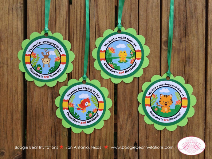 Rainforest Birthday Party Favor Tags Bag Girl Boy Monkey Parrot Rain Forest Wild Amazon Safari Jungle Boogie Bear Invitations Chandler Theme