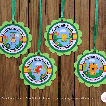 Rainforest Birthday Party Favor Tags Bag Girl Boy Monkey Parrot Rain Forest Wild Amazon Safari Jungle Boogie Bear Invitations Chandler Theme