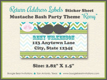 Load image into Gallery viewer, Mustache Bash Baby Shower Invitation Bow Tie Party Little Man Green Blue Boy Boogie Bear Invitations Remy Theme Paperless Printable Printed
