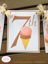 Load image into Gallery viewer, Retro Ice Cream Birthday Party Package Girl Summer Happy Door Banner Sign Popsicle Vintage Retro Sweet Boogie Bear Invitations Rebecca Theme