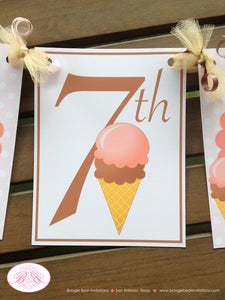 Retro Ice Cream Birthday Party Package Girl Summer Happy Door Banner Sign Popsicle Vintage Retro Sweet Boogie Bear Invitations Rebecca Theme