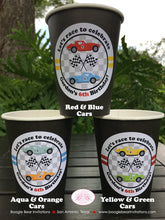 Load image into Gallery viewer, Race Car Birthday Party Beverage Cups Paper Drink Boy Girl Black Antique Classic Fastback Retro Coupe Boogie Bear Invitations Gordon Theme