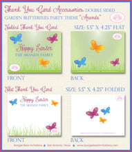 Load image into Gallery viewer, Butterfly Garden Party Thank You Card Birthday Spring Easter Pink Yellow Green Blue Boy Girl Boogie Bear Invitations Aranda Theme Printed