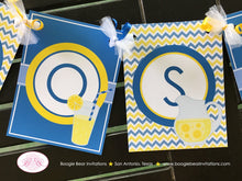 Load image into Gallery viewer, Lemonade Birthday Name Banner Blue Stand Summer Blue Yellow Lemon Boy Girl 1st 2nd 3rd 4th 5th 6th 7th Boogie Bear Invitations Joshua Theme