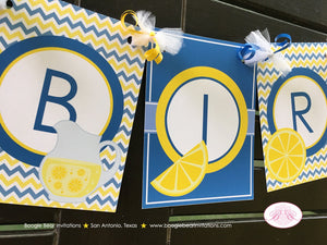 Lemonade Happy Birthday Banner Party Blue Stand Blue Yellow Sweet Lemon Country Kids Summer Boy Girl Boogie Bear Invitations Joshua Theme