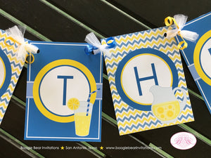 Lemonade Happy Birthday Banner Party Blue Stand Blue Yellow Sweet Lemon Country Kids Summer Boy Girl Boogie Bear Invitations Joshua Theme