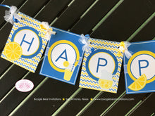 Load image into Gallery viewer, Lemonade Happy Birthday Banner Party Blue Stand Blue Yellow Sweet Lemon Country Kids Summer Boy Girl Boogie Bear Invitations Joshua Theme