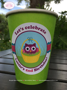 Easter Owls Birthday Party Beverage Cups Paper Drink Girl Boy Spring Pink Egg Decorating Basket Forest Boogie Bear Invitations Lottie Theme