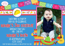 Load image into Gallery viewer, Fiesta Taco Birthday Party Invitation Photo Girl Boy Cinco de Mayo Carnival Boogie Bear Invitations Naolin Theme Paperless Printable Printed