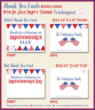 Load image into Gallery viewer, 4th of July Party Thank You Card American Flag Founding Father Forefathers Birthday Holiday Boogie Bear Invitations Washington Theme Printed
