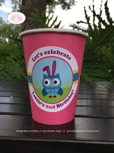 Load image into Gallery viewer, Easter Owls Birthday Party Beverage Cups Paper Drink Girl Boy Spring Pink Egg Decorating Basket Forest Boogie Bear Invitations Lottie Theme