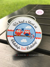Load image into Gallery viewer, 4th of July Birthday Party Treat Favor Tins Circle Gift Box Candy Owls Fireworks Patriotic Boy Girl Boogie Bear Invitations Blakeley Theme