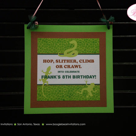 Reptile Happy Birthday Door Banner Welcome Frog Snake Gecko Lizard Rain Forest Amazon Rainforest Green Boogie Bear Invitations Frank Theme