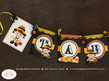 Load image into Gallery viewer, Candy Corn Birthday Party Name Banner Girl Halloween Chalkboard Black Costume Kids Witch Pumpkin Sweet Boogie Bear Invitations Tabitha Theme