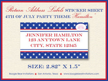 Load image into Gallery viewer, 4th of July Party Invitation Stars Stripes Flag USA Red White Blue Summer Boogie Bear Invitations Hamilton Theme Paperless Printable Printed