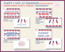 Load image into Gallery viewer, 4th of July Fireworks Party Favor Card Tent Place Food Label Tag Don&#39;t Be A Dud Red White Blue USA Boogie Bear Invitations Jefferson Theme
