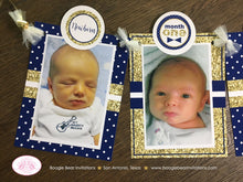 Load image into Gallery viewer, Mr. Wonderful Photo Timeline Banner 1st Onederful Birthday Bow Tie Mustache First Gold White Navy Blue Boogie Bear Invitations Auden Theme