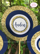 Load image into Gallery viewer, Mr. Wonderful Birthday Party Centerpiece Set 1st ONE Onederful Little Man Bow Tie Navy Blue Gold Formal Boogie Bear Invitations Auden Theme