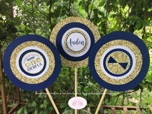 Load image into Gallery viewer, Mr. Wonderful Birthday Party Centerpiece Set 1st ONE Onederful Little Man Bow Tie Navy Blue Gold Formal Boogie Bear Invitations Auden Theme
