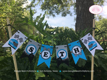 Load image into Gallery viewer, ATV Birthday Party Pennant Cake Banner Topper Flag Racing Blue All Terrain Vehicle Quad 4 Wheeler Racing Boogie Bear Invitations Seth Theme